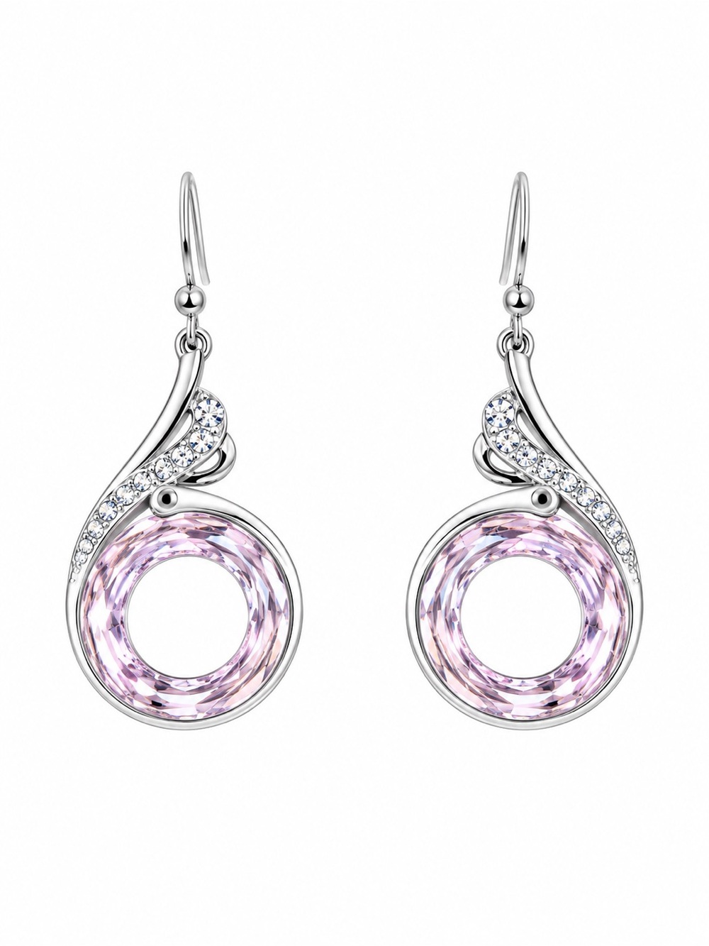 Elegant Lavender Crystal Drop Earrings โข NEW IN BOX
